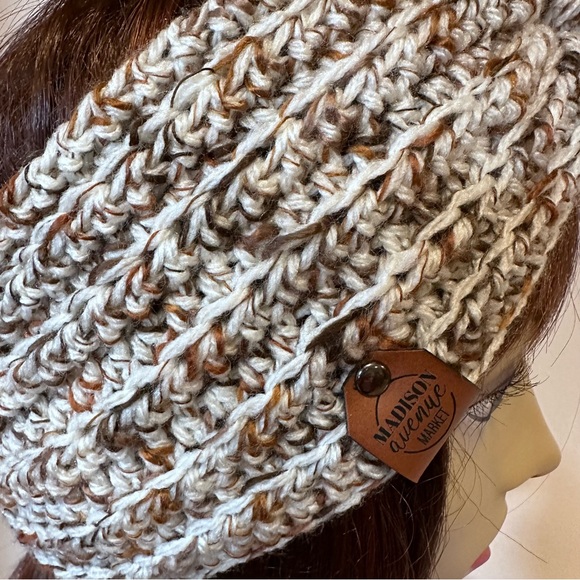 Cinnamon twist, hand knit headband/ear, warmer, 5” x 20”, unisex - Picture 6 of 7